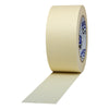Roll of beige tape with a brand label on a white background