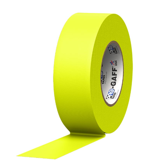 Pro Gaff® Tape Fluorescent Yellow  2" x 25 yds (Box of 24 rolls) - Tape & Supply