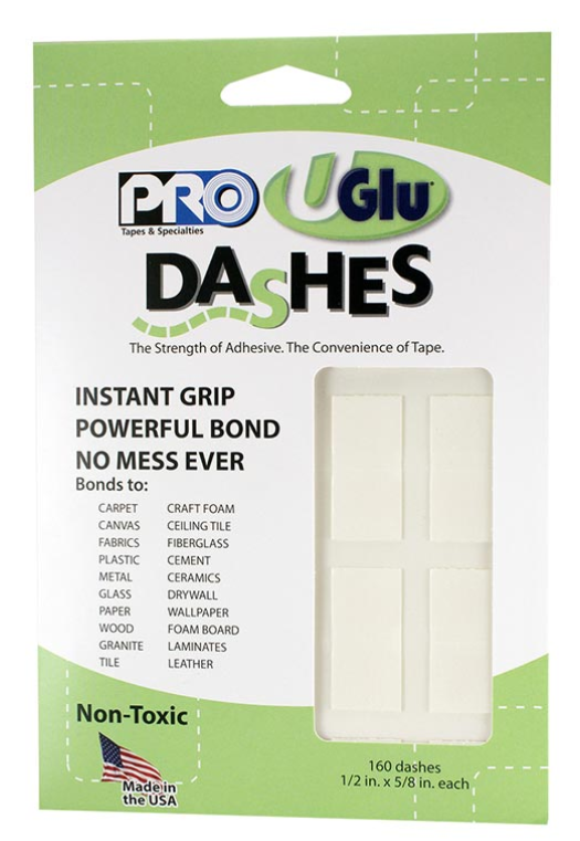 UGlu® 600 Dashes Sheets - Sheets of Dash Shaped Double-coated Mounting Tape - Tape & Supply